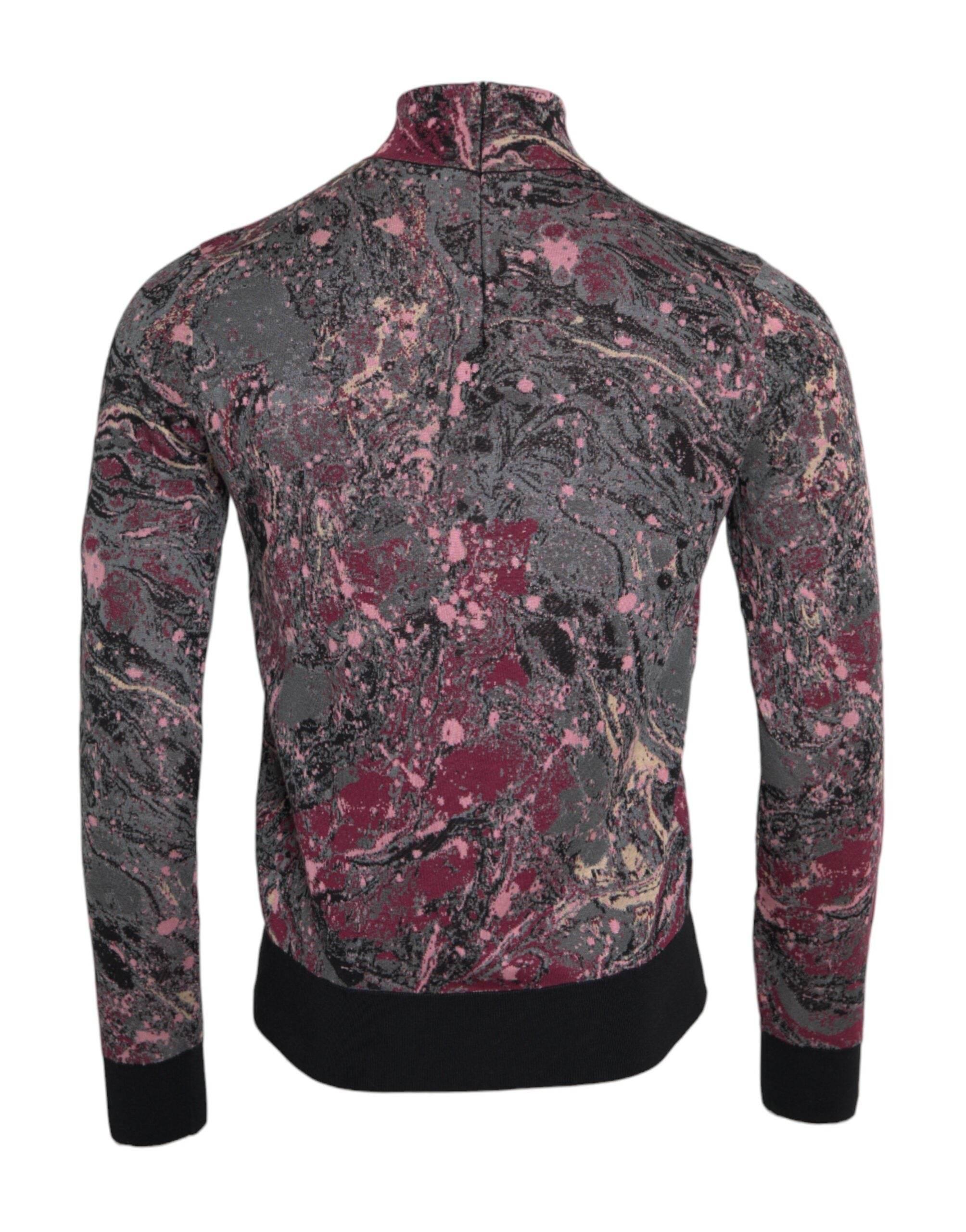 Dolce & Gabbana Multicolor Graphic Turtle Neck Men Sweater - Hilstor