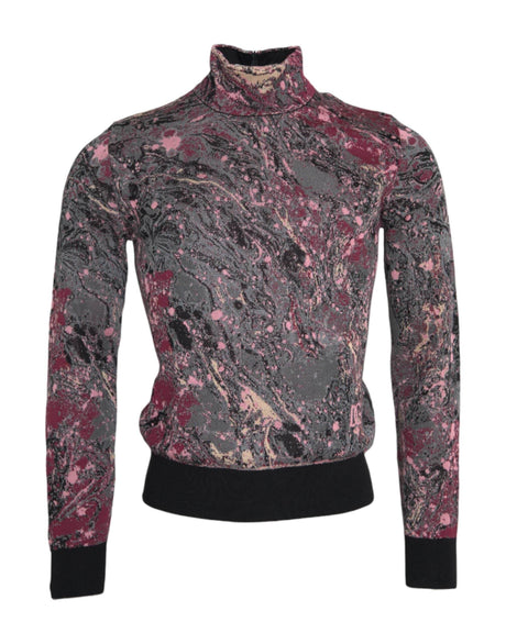 Dolce & Gabbana Multicolor Graphic Turtle Neck Men Sweater - Hilstor