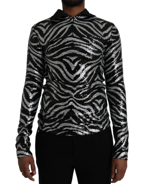 Dolce & Gabbana Black Silver Sequined Polyester Sweater - Hilstor