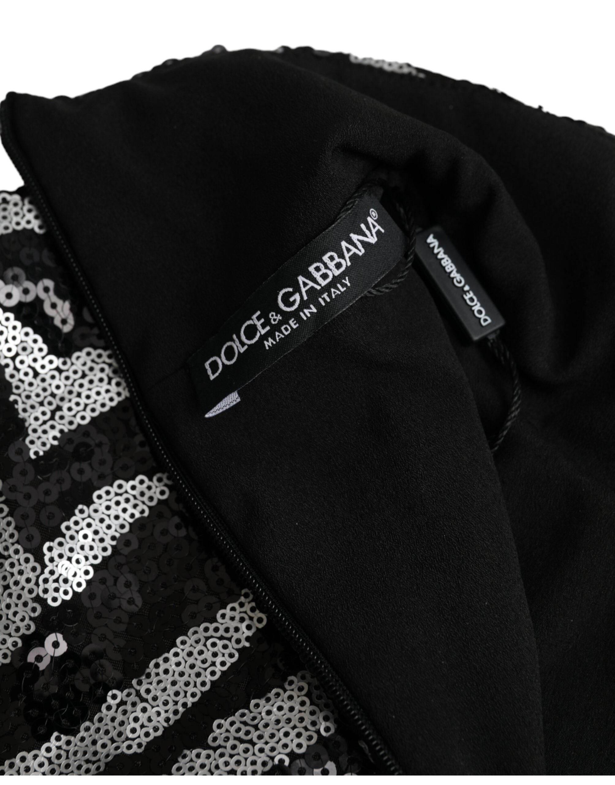 Dolce & Gabbana Black Silver Sequined Polyester Sweater - Hilstor