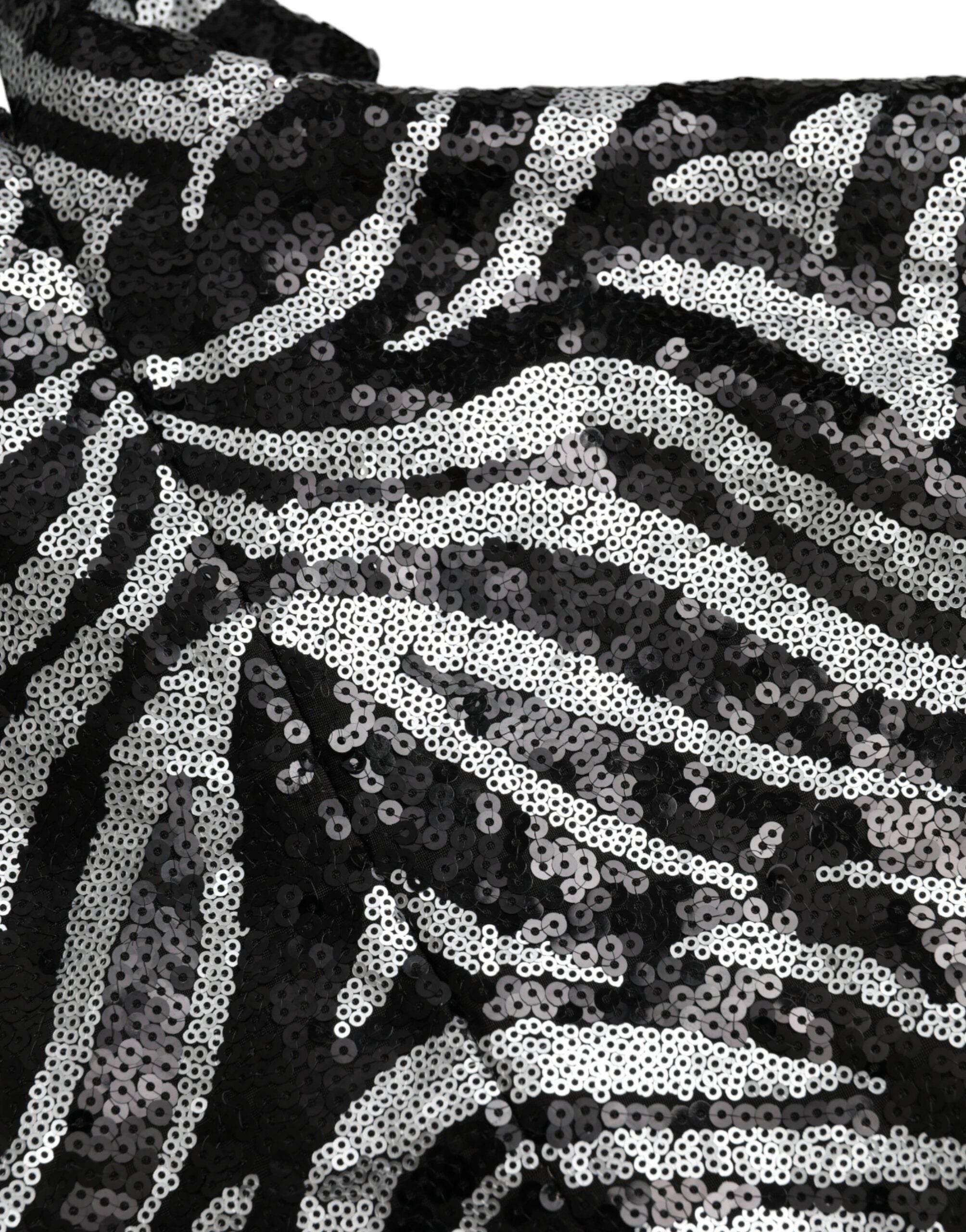 Dolce & Gabbana Black Silver Sequined Polyester Sweater - Hilstor