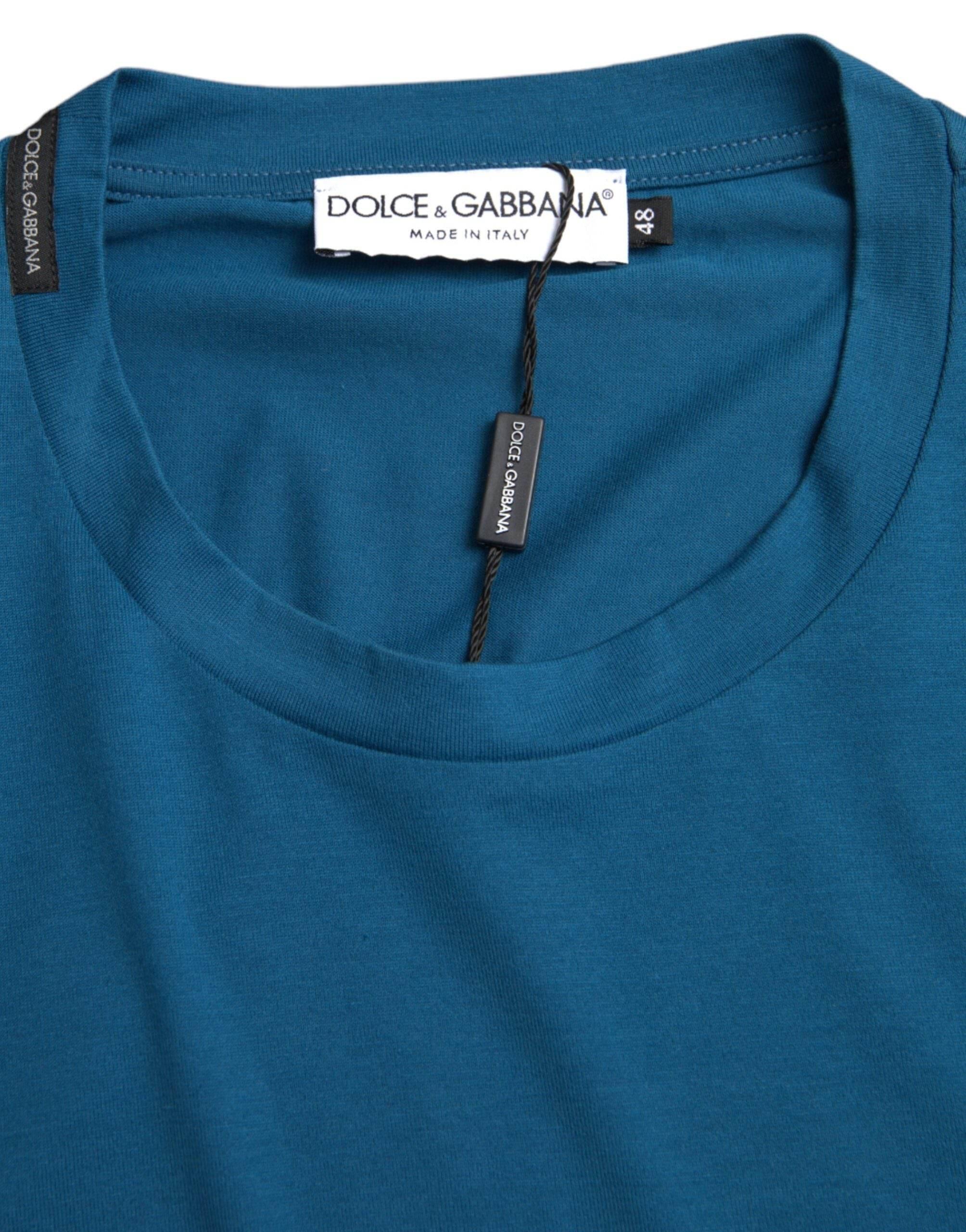 Dolce & Gabbana Blue Logo Round Neck Short Sleeves T-shirt - Hilstor