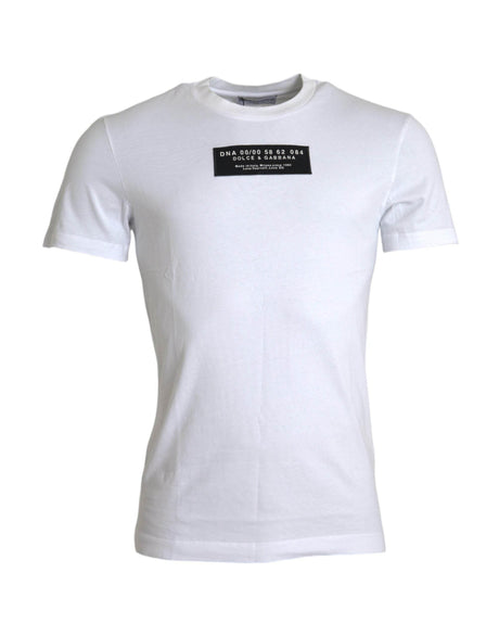Dolce & Gabbana White Cotton DG Applique Men Casual T-shirt - Hilstor
