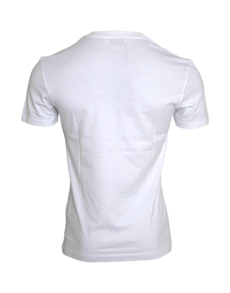 Dolce & Gabbana White Cotton DG Applique Men Casual T-shirt - Hilstor