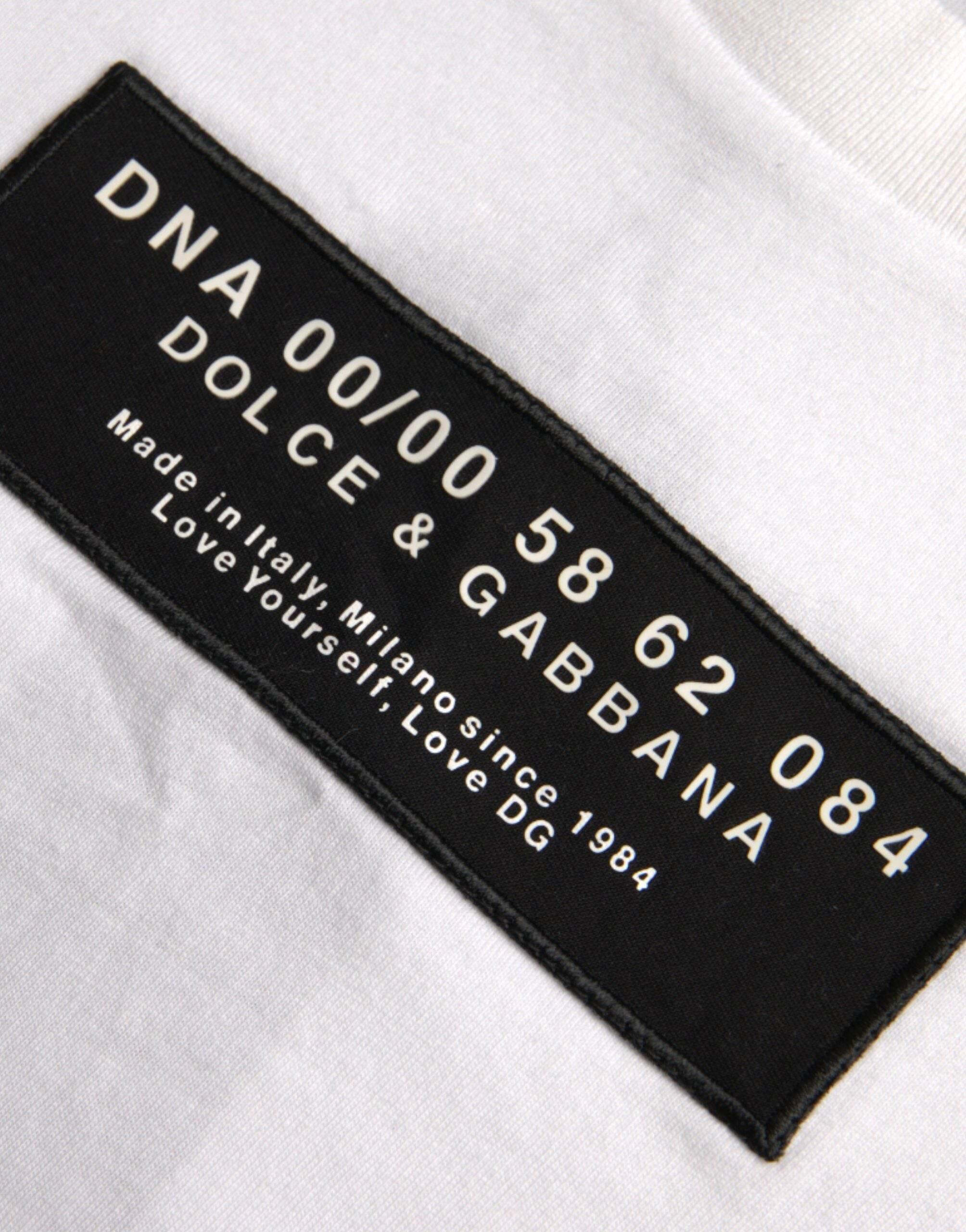 Dolce & Gabbana White Cotton DG Applique Men Casual T-shirt - Hilstor