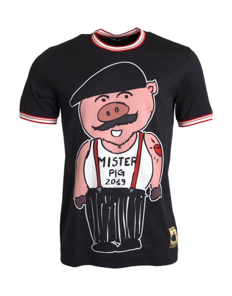 Dolce & Gabbana Black Cotton 2019 Year of the Pig T-shirt - Hilstor