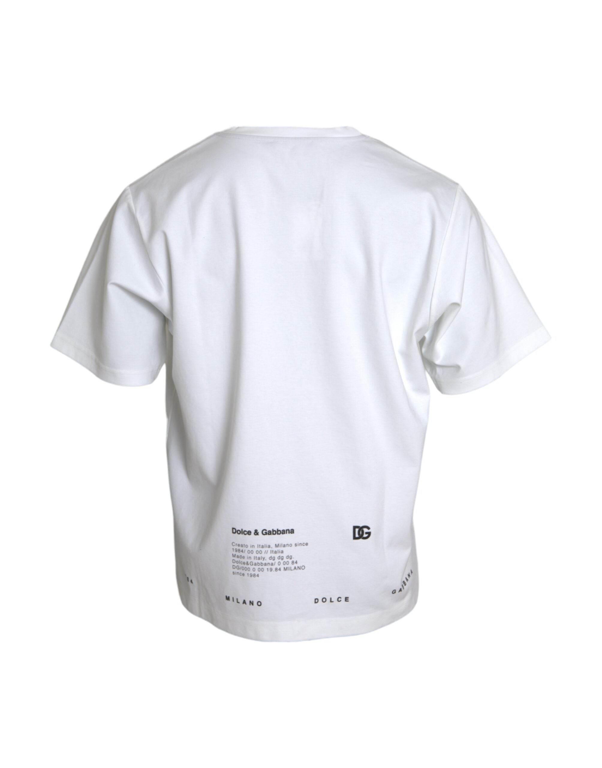 Dolce & Gabbana White Red Lips Print Cotton Men T-shirt - Hilstor