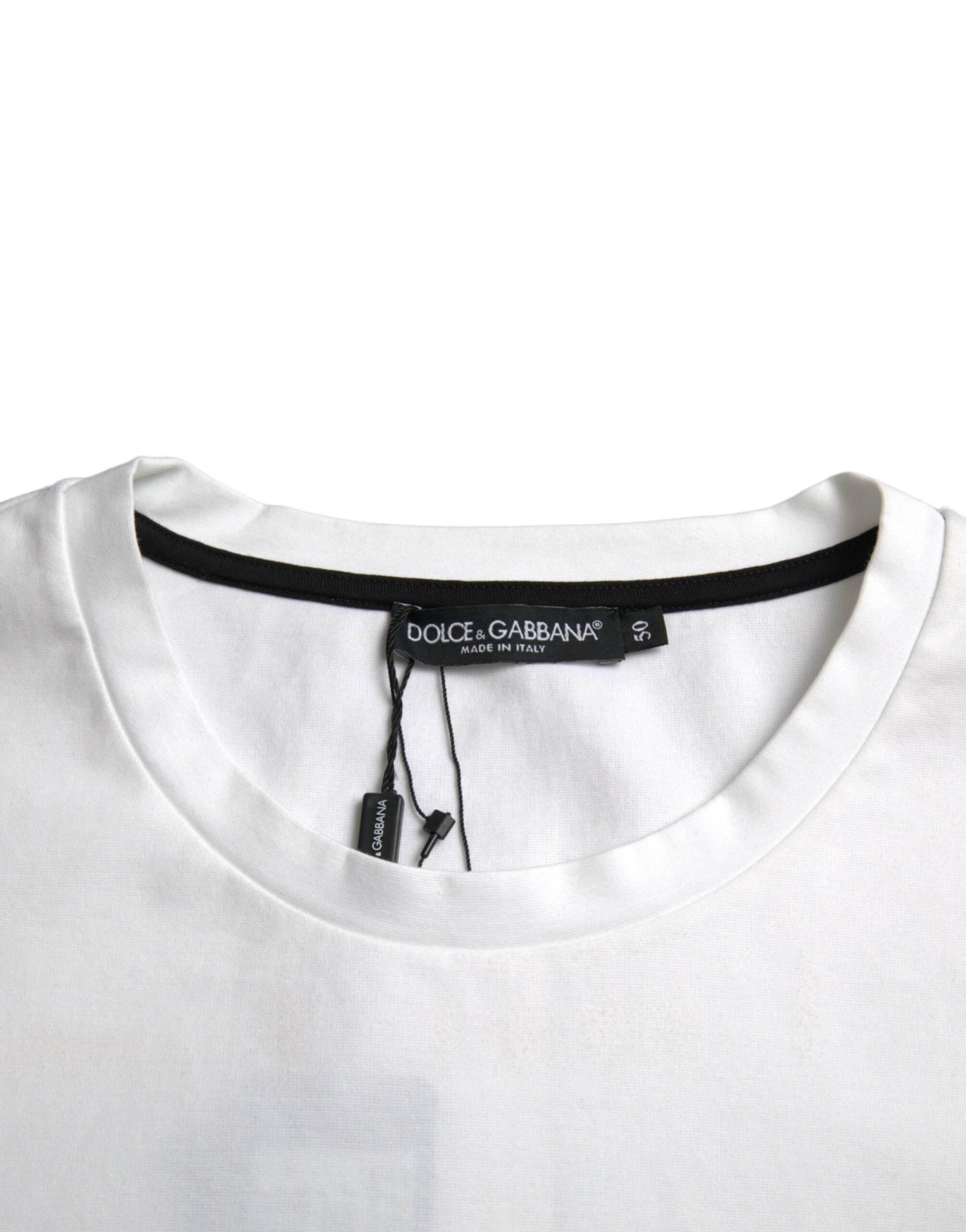 Dolce & Gabbana White Red Lips Print Cotton Men T-shirt - Hilstor