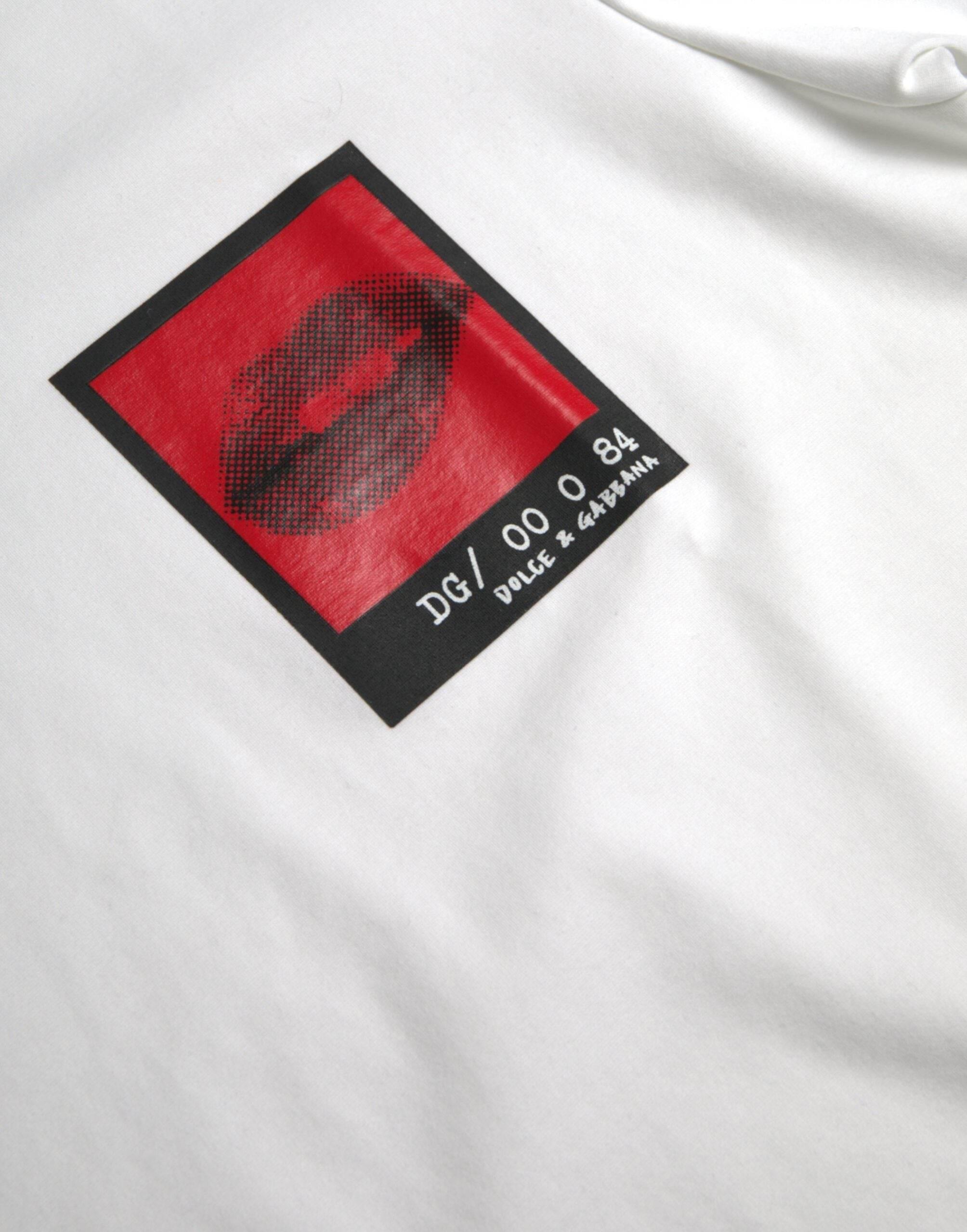 Dolce & Gabbana White Red Lips Print Cotton Men T-shirt - Hilstor