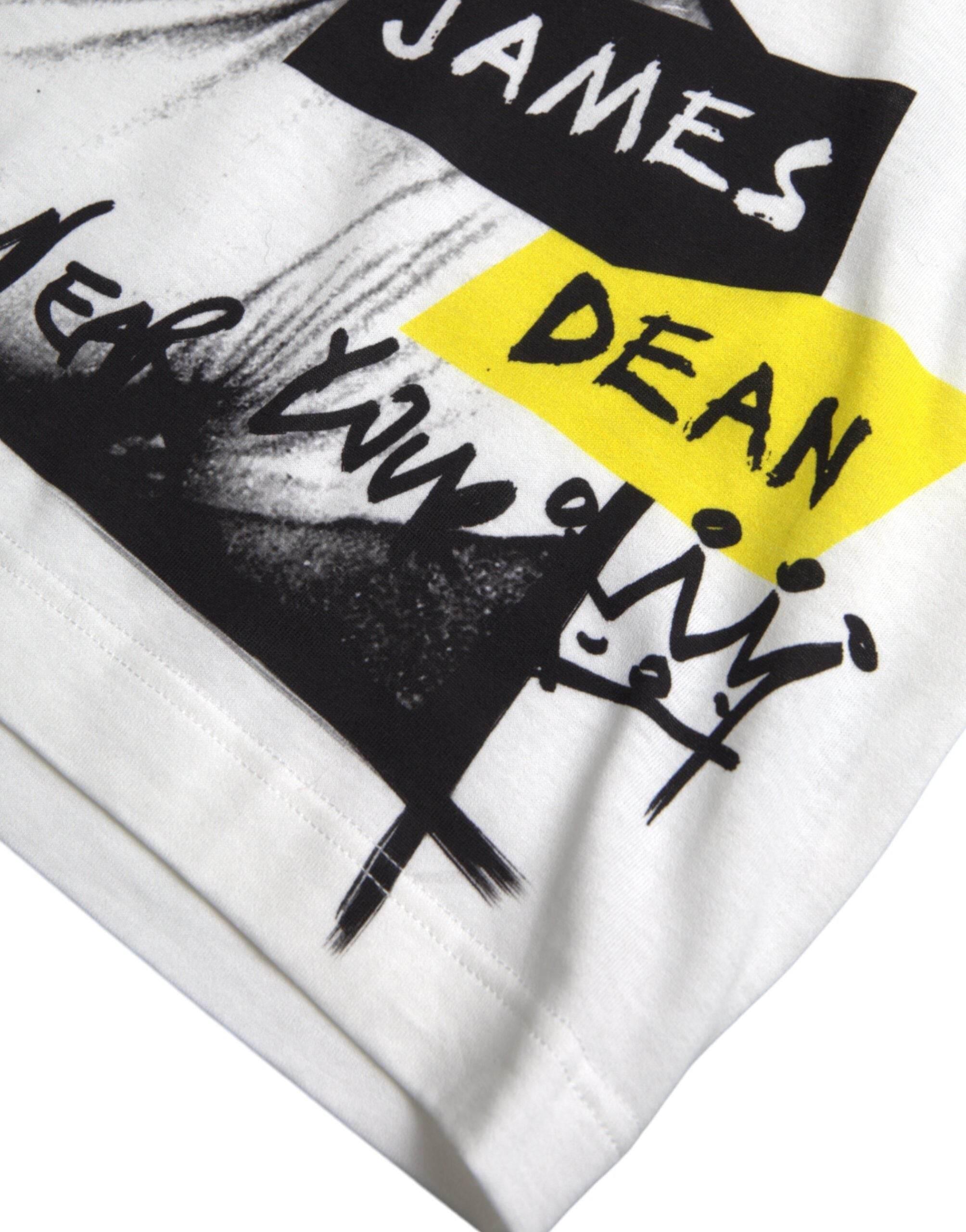 Dolce & Gabbana White Graphic Cotton Short Sleeves Men T-shirt - Hilstor