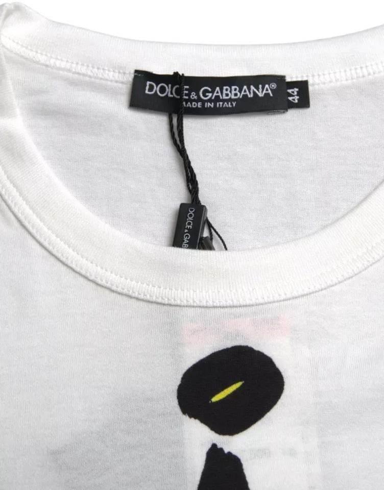 Dolce & Gabbana White Graphic Cotton Short Sleeves Men T-shirt - Hilstor