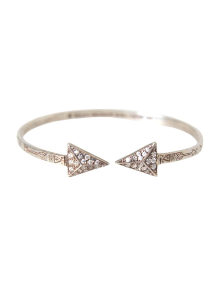 Nialaya Arrow Crystal 925 Silver Bangle Bracelet Women - Hilstor