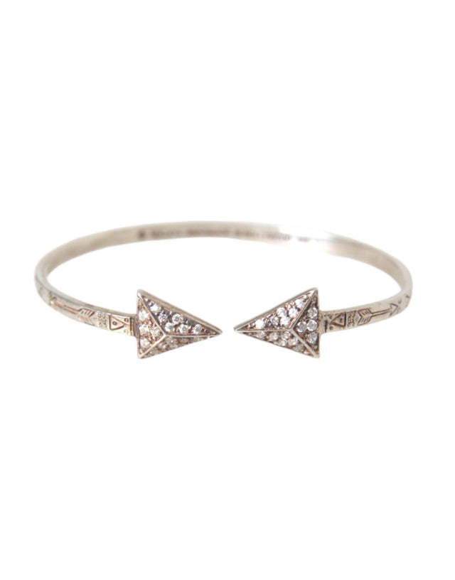 Nialaya Arrow Crystal 925 Silver Bangle Bracelet Women - Hilstor