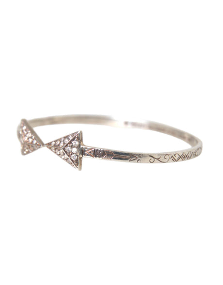 Nialaya Arrow Crystal 925 Silver Bangle Bracelet Women - Hilstor