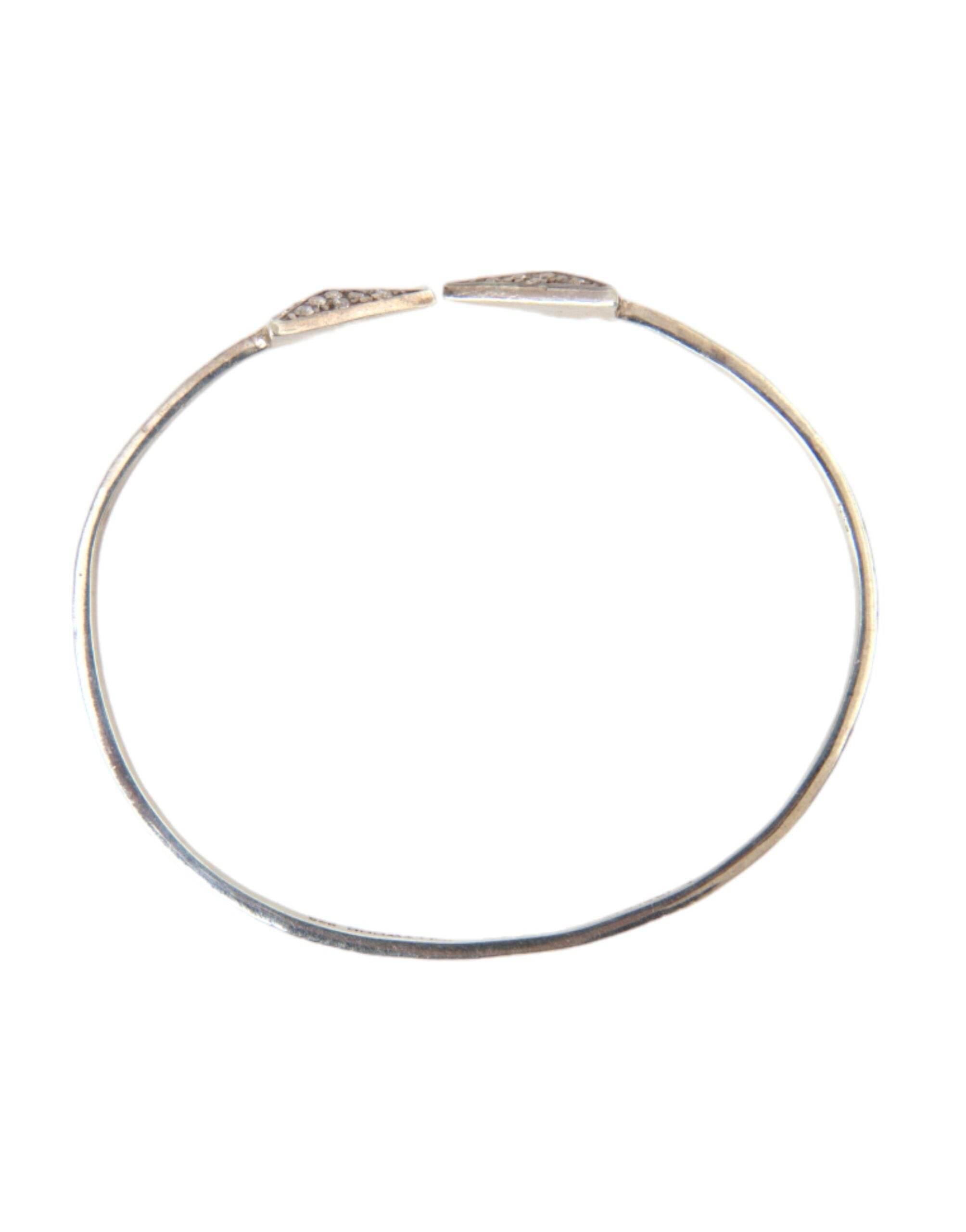 Nialaya Arrow Crystal 925 Silver Bangle Bracelet Women - Hilstor