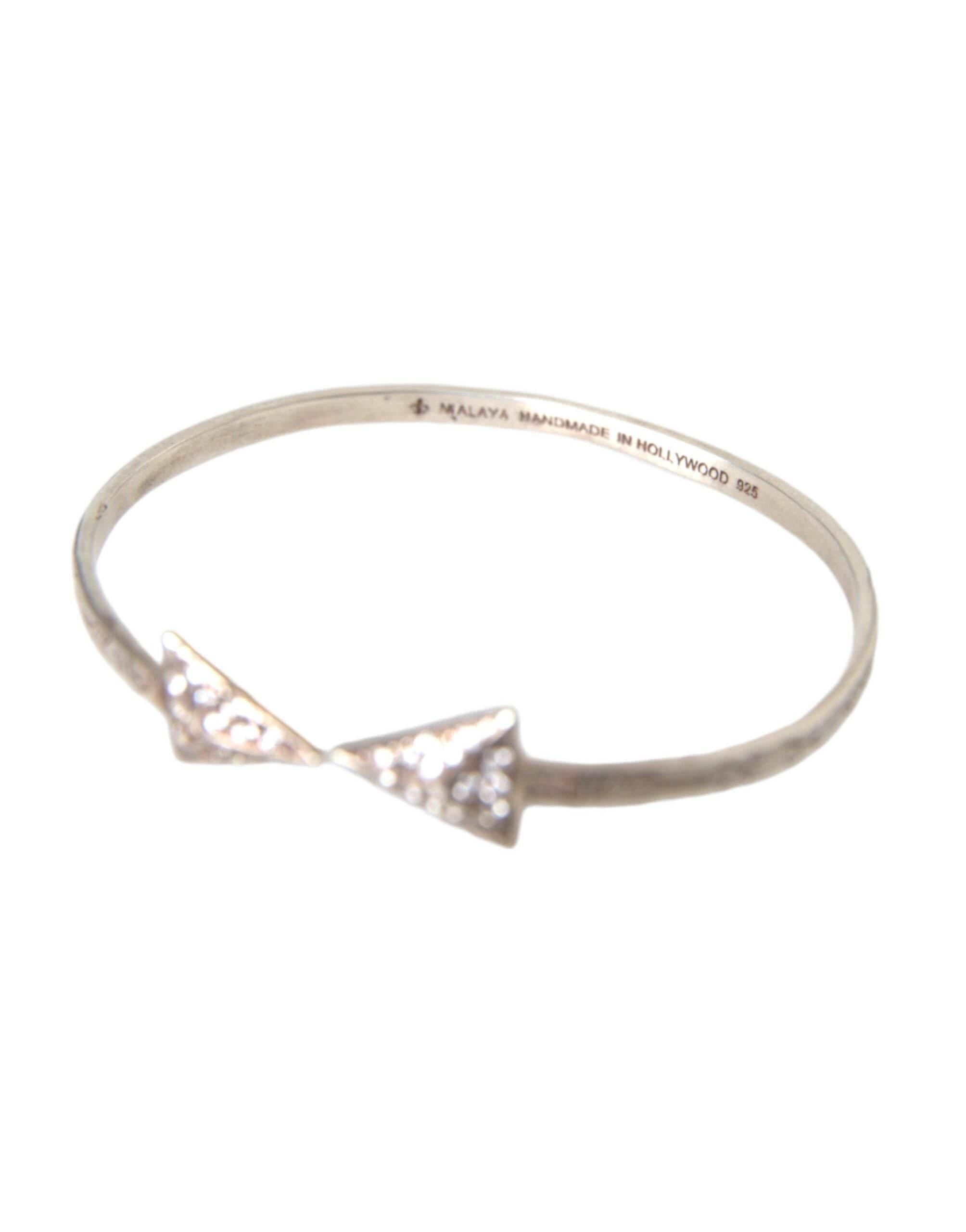Nialaya Arrow Crystal 925 Silver Bangle Bracelet Women - Hilstor