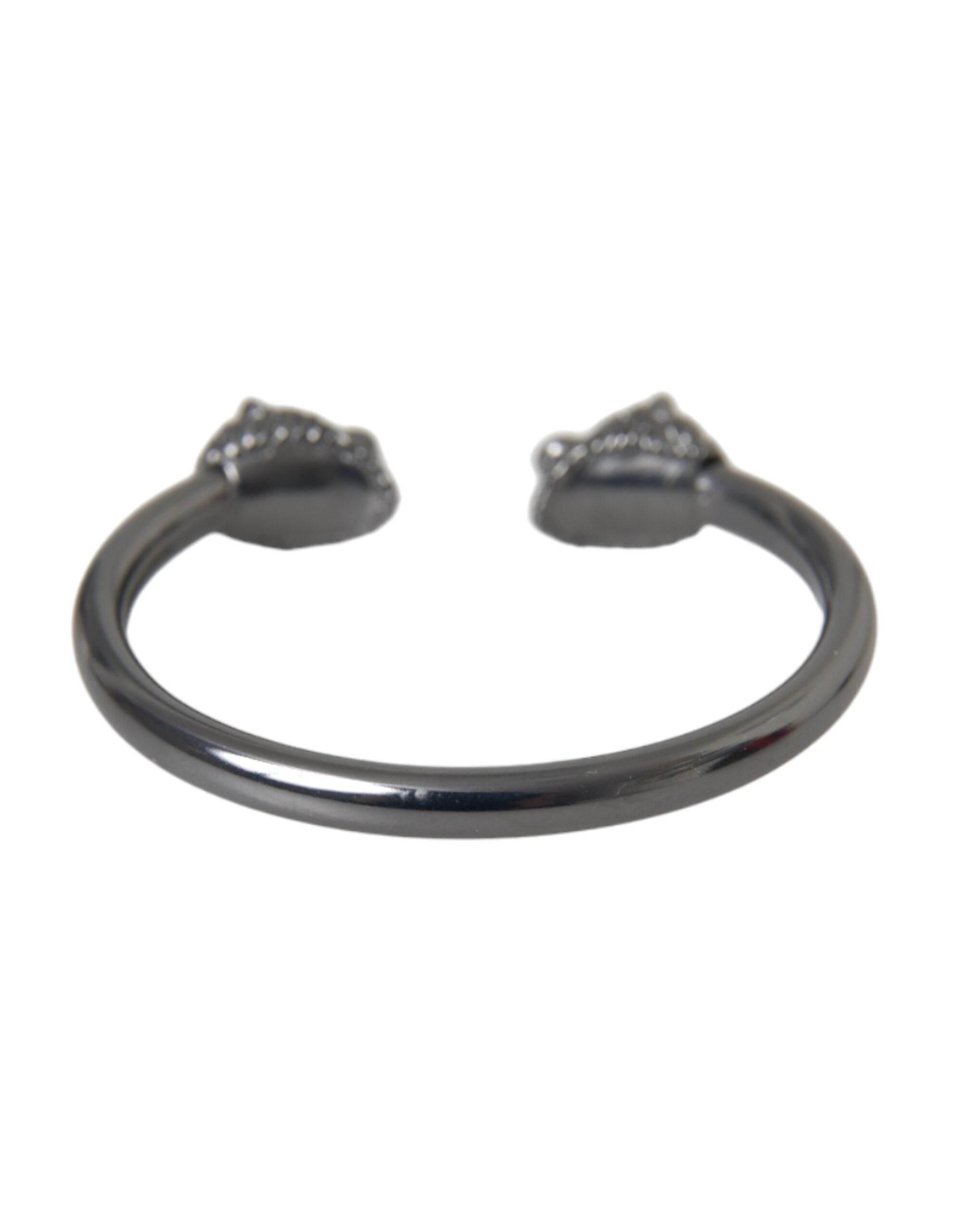 Nialaya Black Rhodium Lion Bangle Bracelet Women - Hilstor