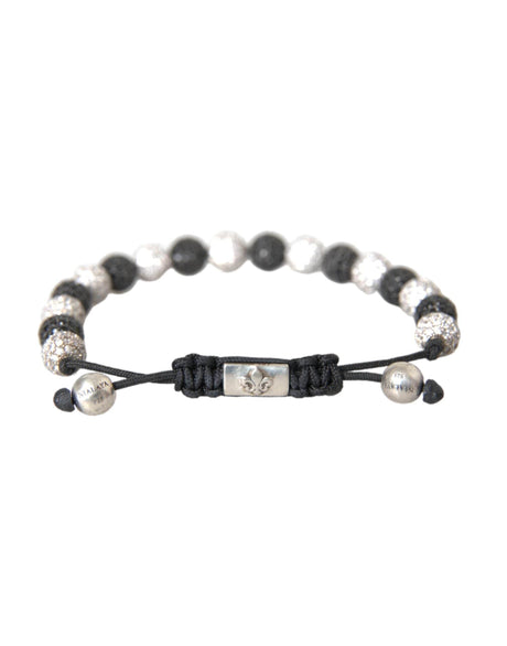 Nialaya CZ Crystal Ball Black White Beaded Bracelet - Hilstor