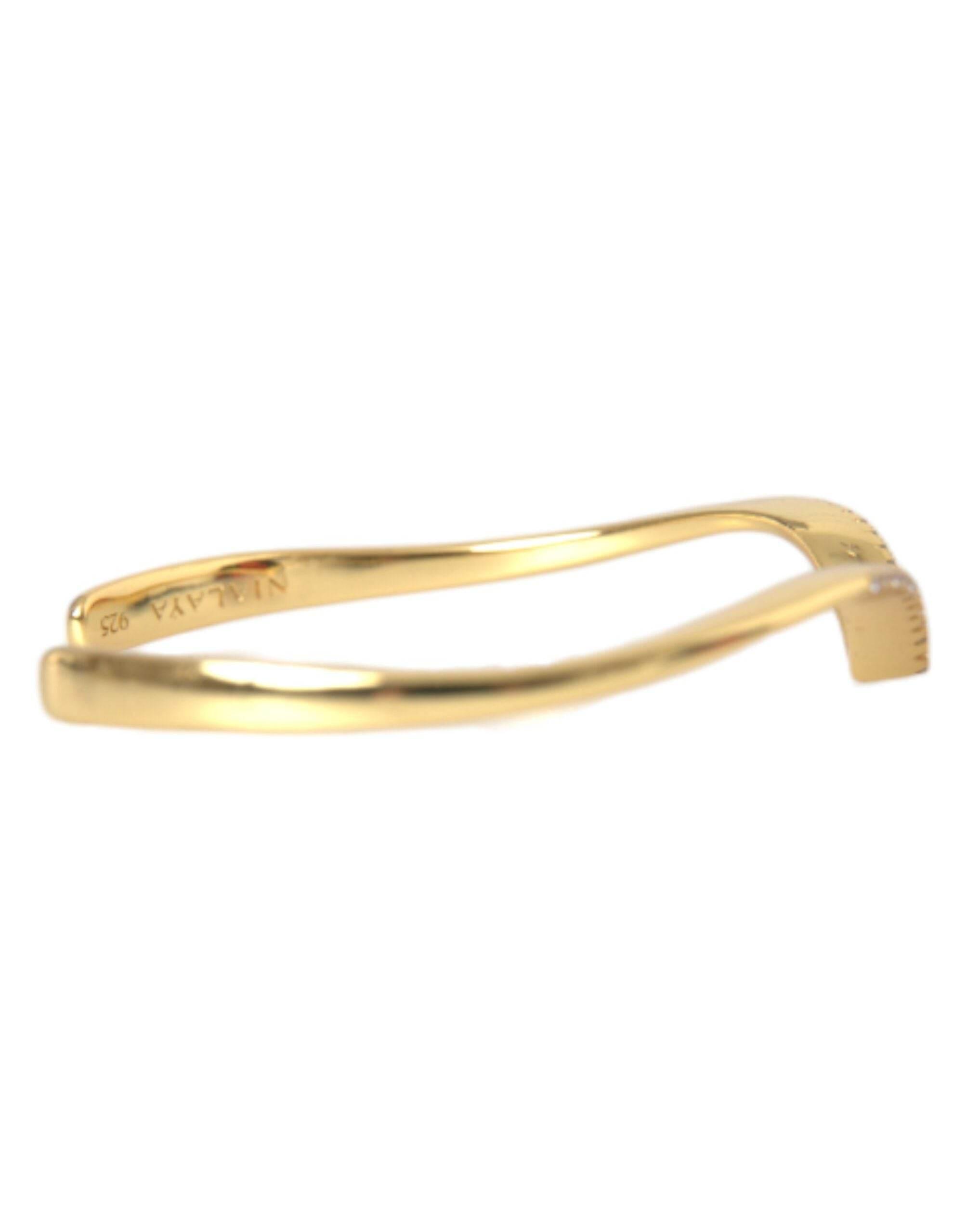 Nialaya Arched Wing Cuff Skyfall Gold CZ 925 Bracelet - Hilstor