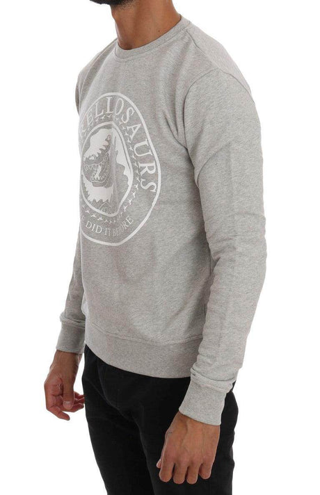 Frankie Morello Gray Cotton Crewneck Pullover Sweater - Hilstor