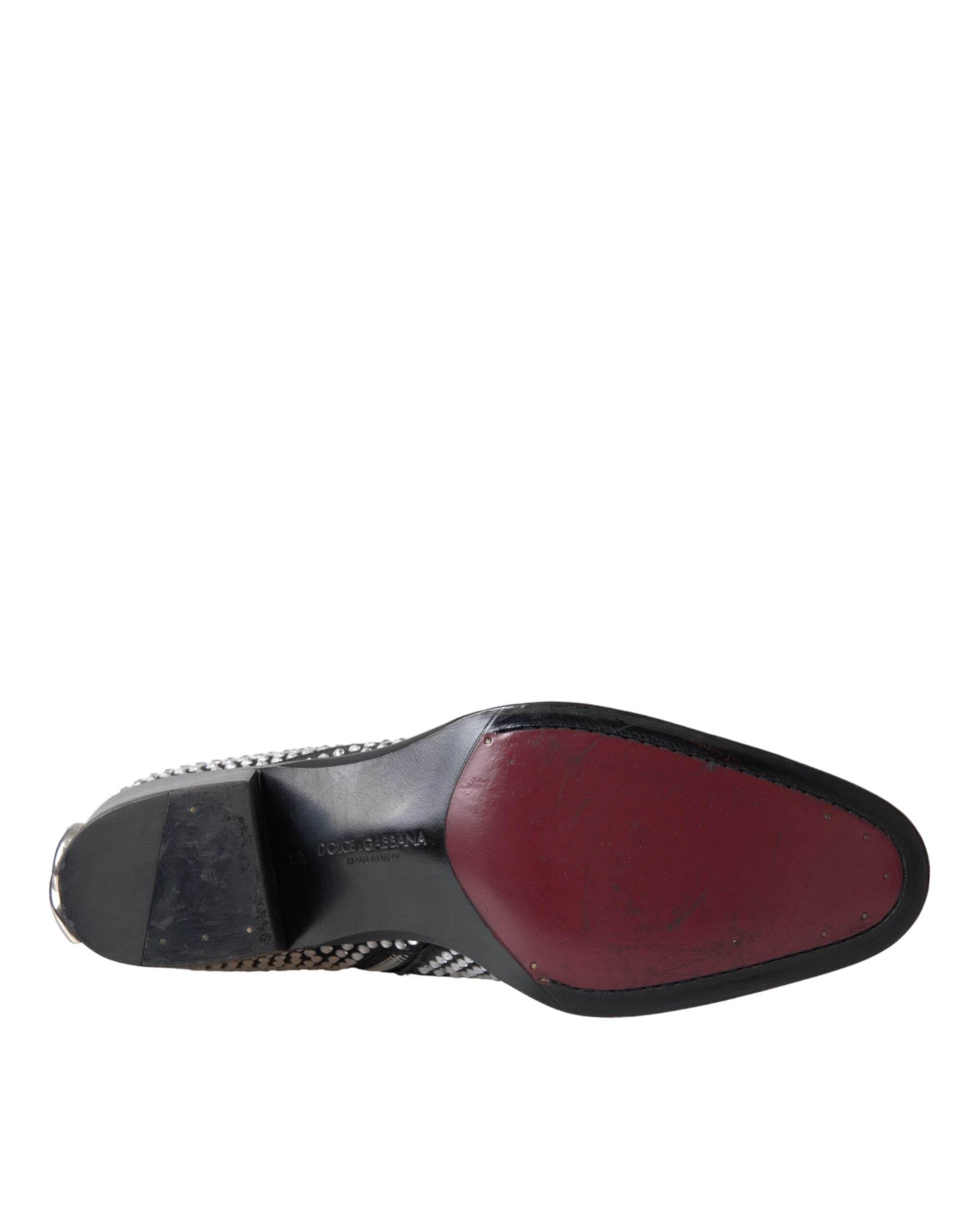 Dolce & Gabbana Black Rhinestone Crystal Chelsea Boots Shoes - Hilstor