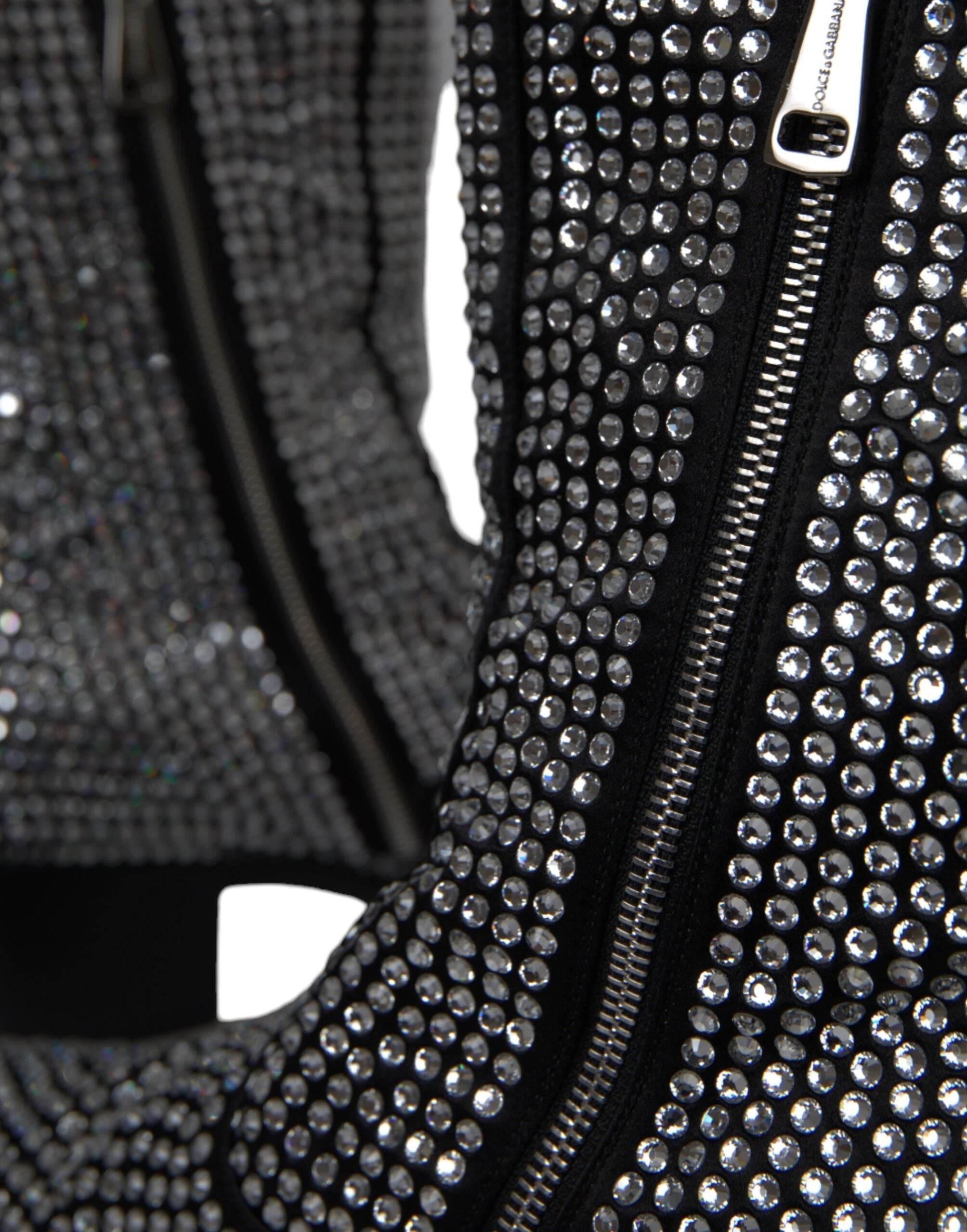 Dolce & Gabbana Black Rhinestone Crystal Chelsea Boots Shoes - Hilstor