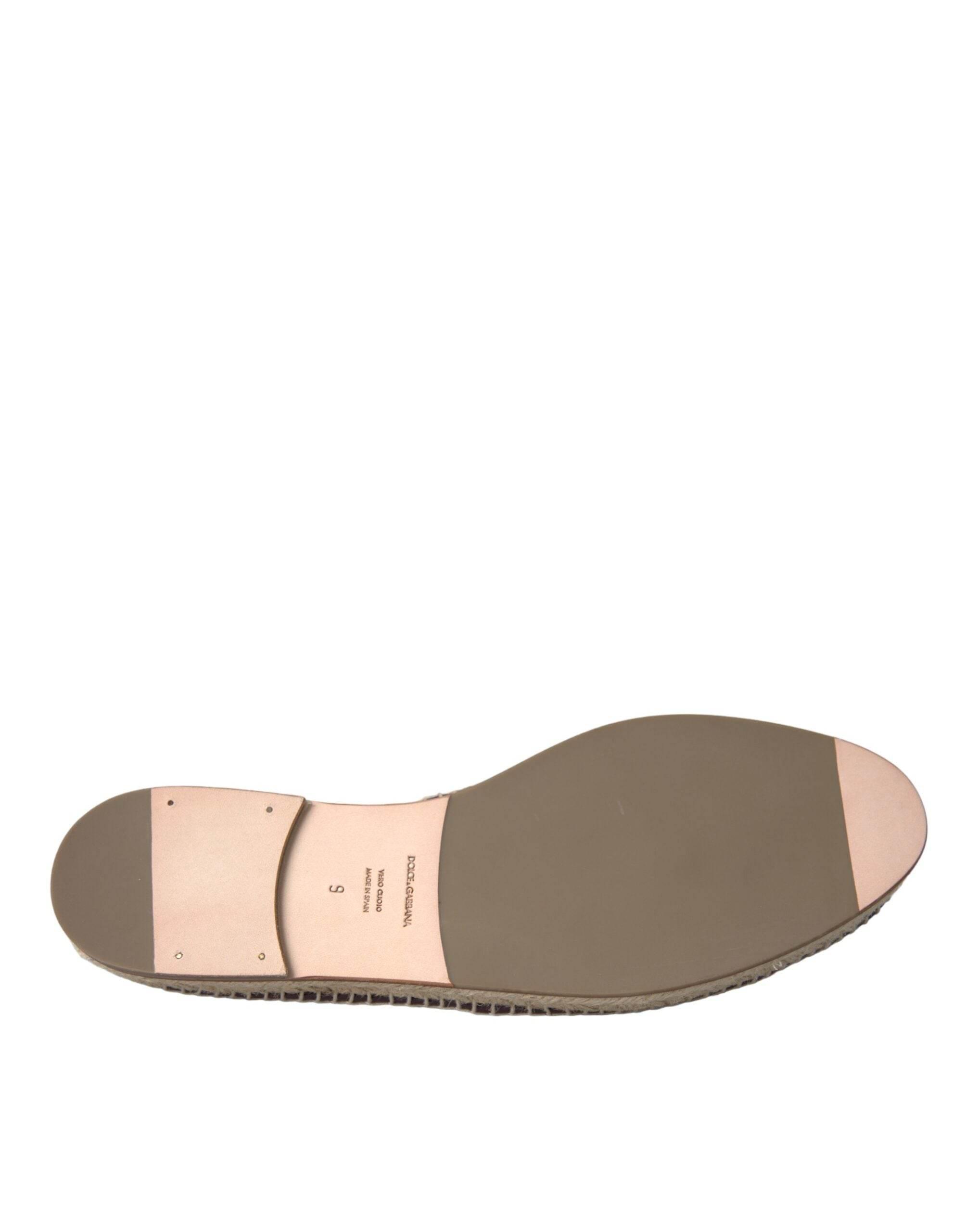 Dolce & Gabbana Brown Buffalo Leather Espadrille Flats Shoes - Hilstor