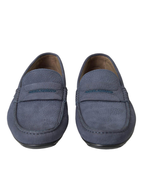 Dolce & Gabbana Blue Calf Leather Slip On Moccasin Shoes - Hilstor