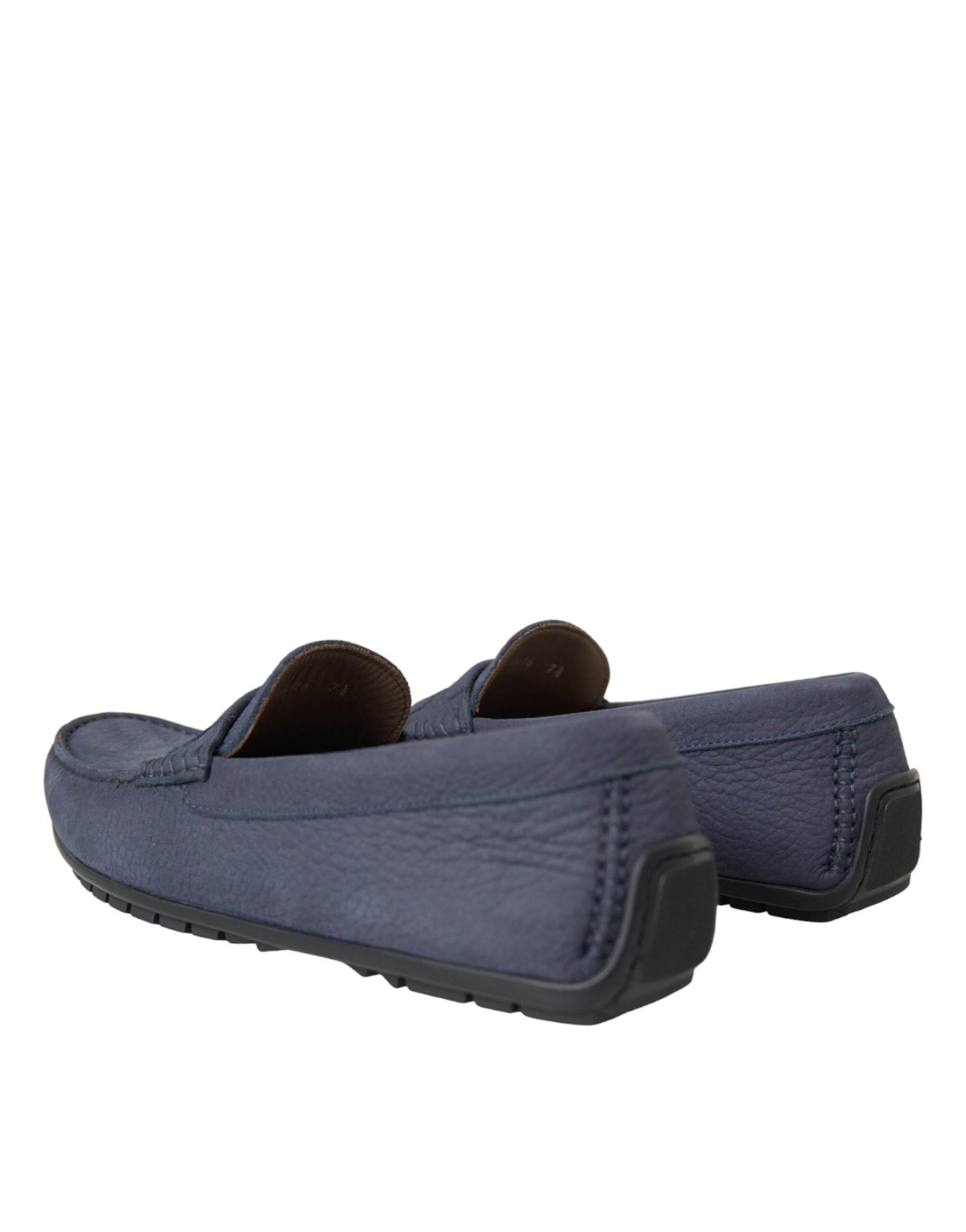 Dolce & Gabbana Blue Calf Leather Slip On Moccasin Shoes - Hilstor