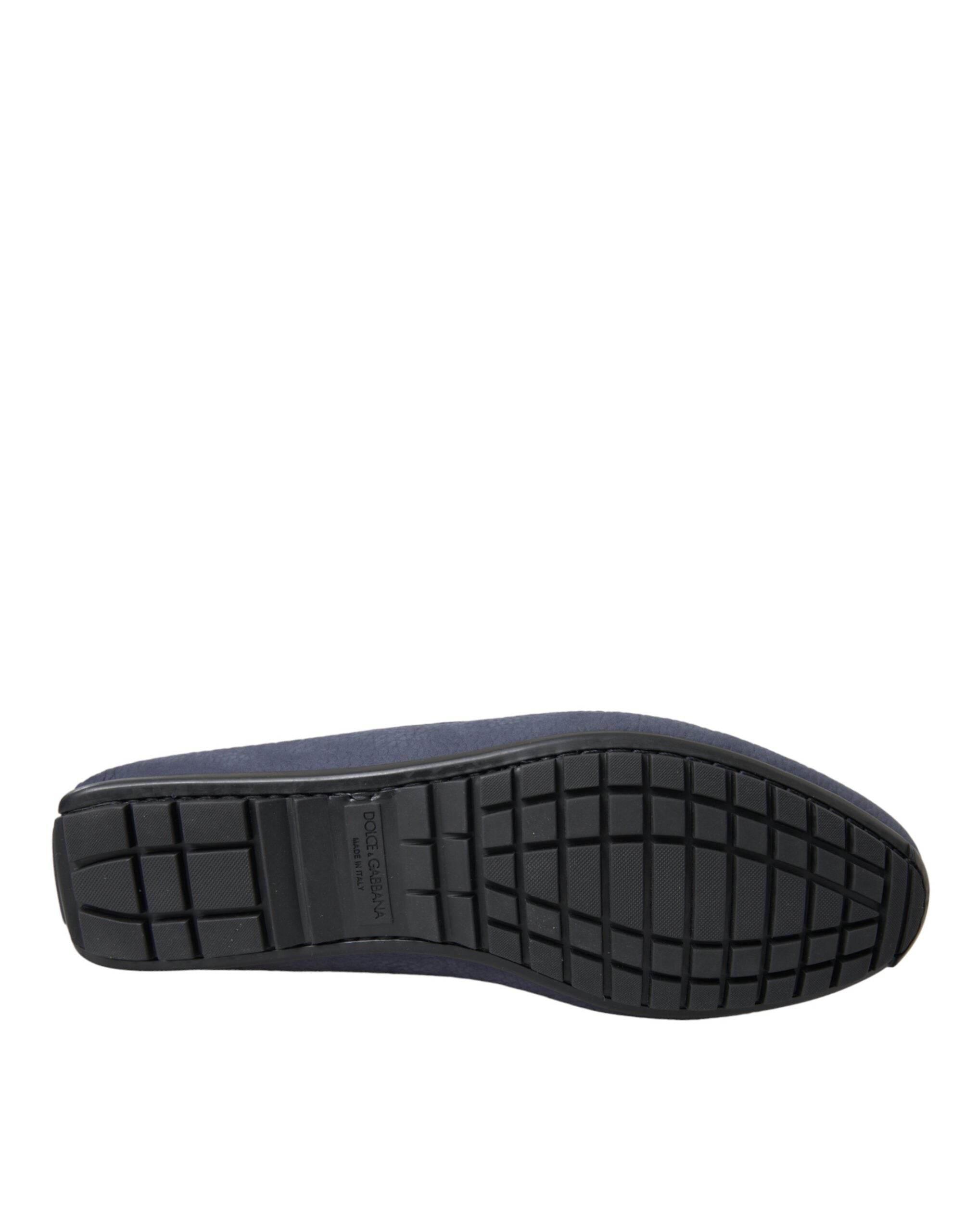 Dolce & Gabbana Blue Calf Leather Slip On Moccasin Shoes - Hilstor