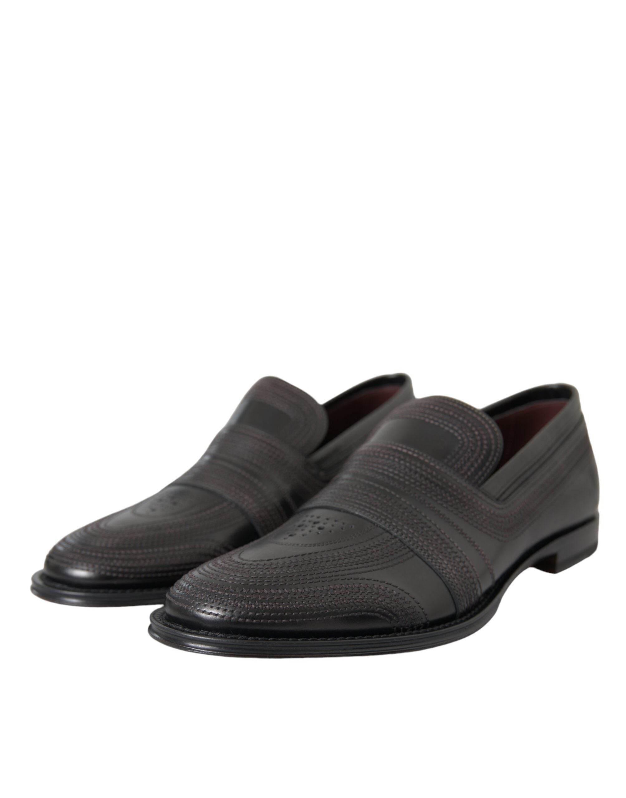 Dolce & Gabbana Black Brown Leather Loafer Men Dress Shoes - Hilstor