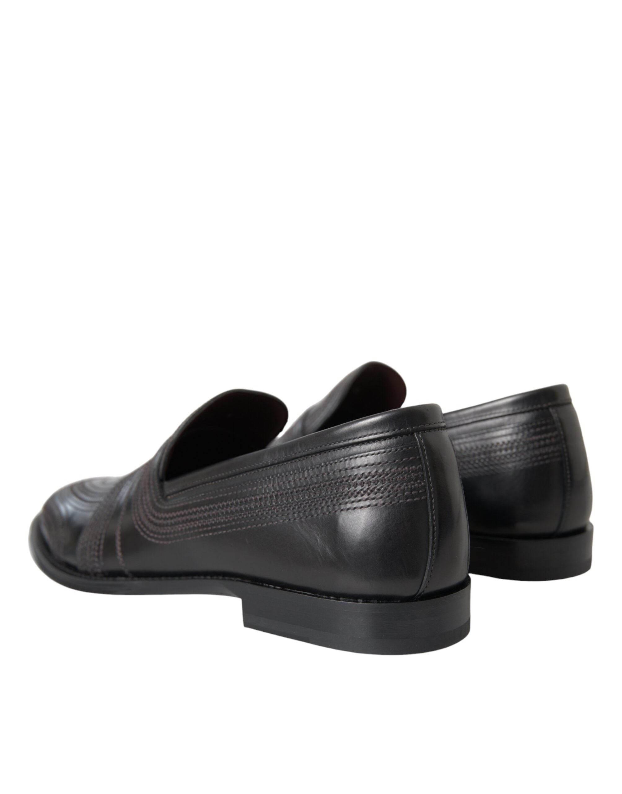 Dolce & Gabbana Black Brown Leather Loafer Men Dress Shoes - Hilstor