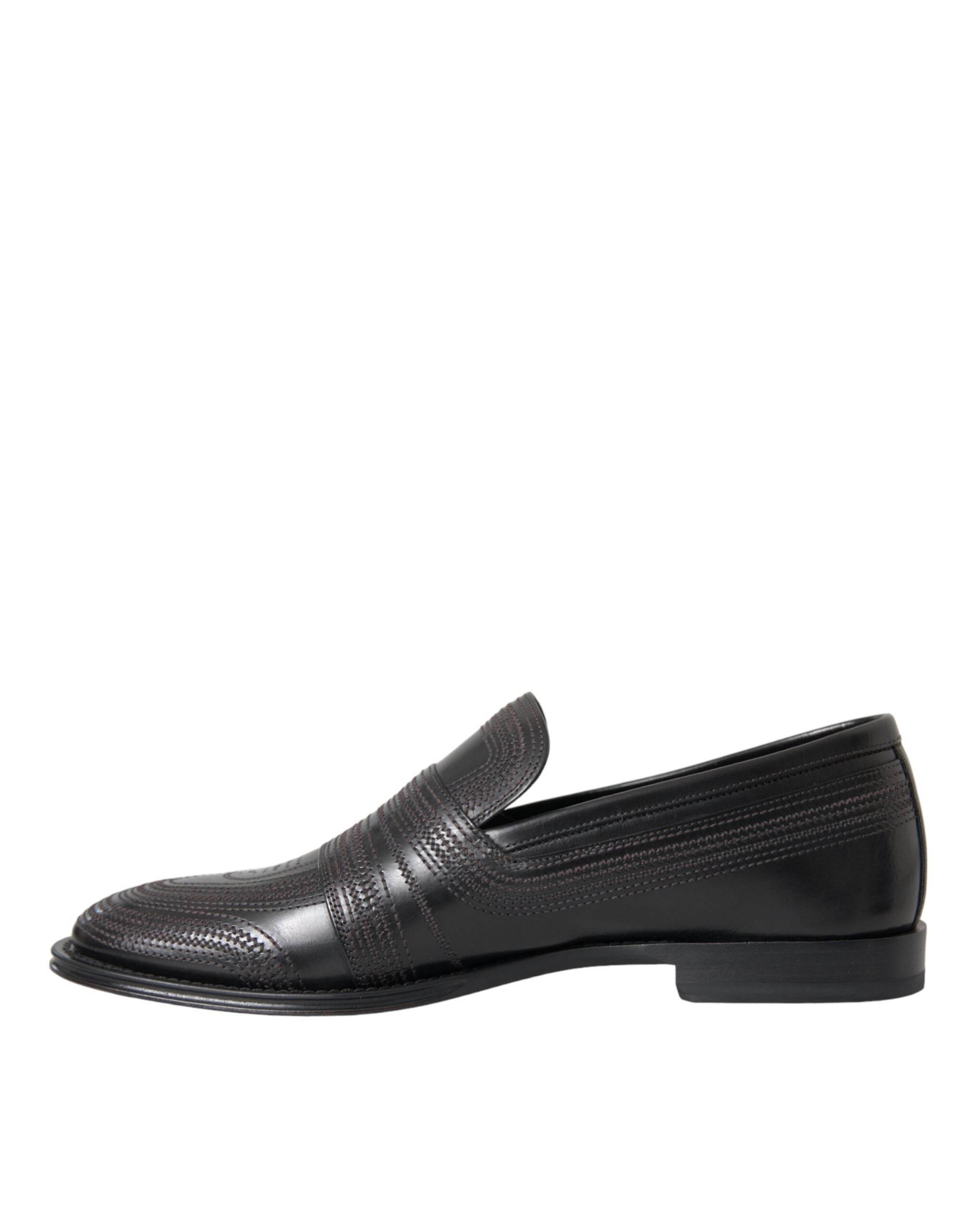 Dolce & Gabbana Black Brown Leather Loafer Men Dress Shoes - Hilstor