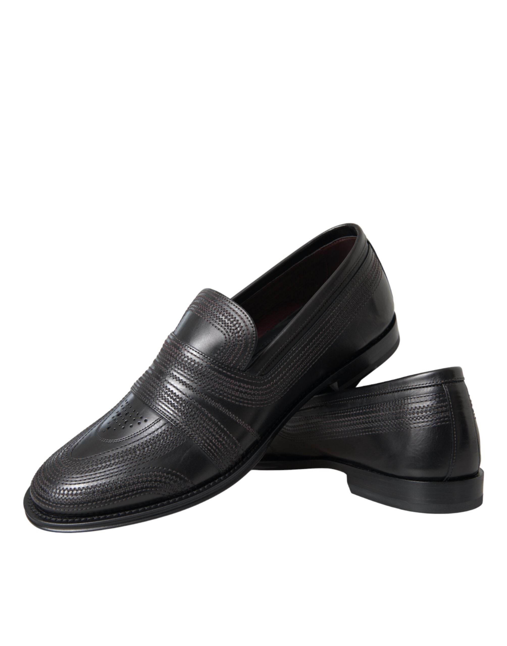 Dolce & Gabbana Black Brown Leather Loafer Men Dress Shoes - Hilstor