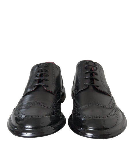 Dolce & Gabbana Black Leather Oxford Wingtip Formal Men Shoes - Hilstor