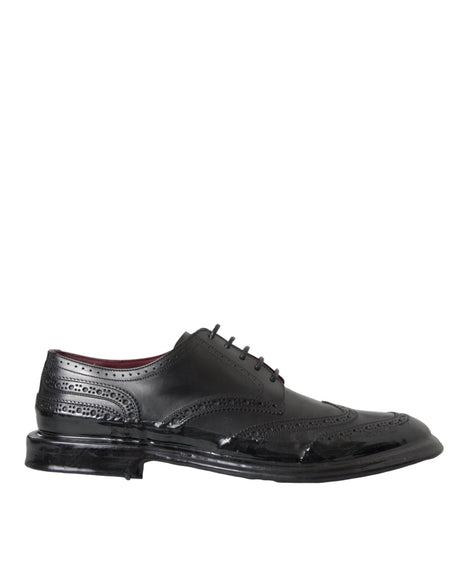 Dolce & Gabbana Black Leather Oxford Wingtip Formal Men Shoes - Hilstor