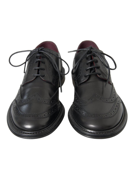 Dolce & Gabbana Black Leather Oxford Wingtip Formal Men Shoes - Hilstor