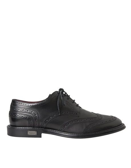 Dolce & Gabbana Black Leather Oxford Wingtip Formal Men Shoes - Hilstor