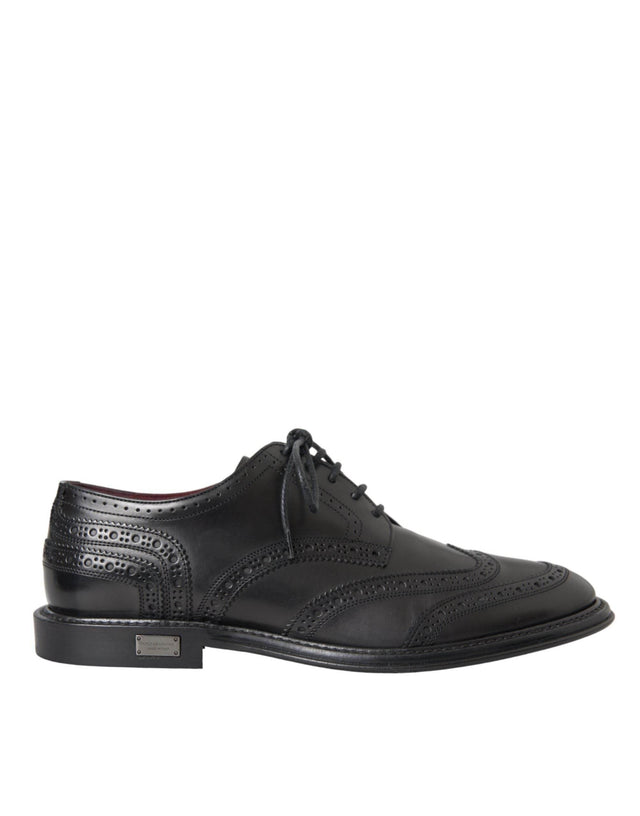 Dolce & Gabbana Black Leather Oxford Wingtip Formal Men Shoes - Hilstor