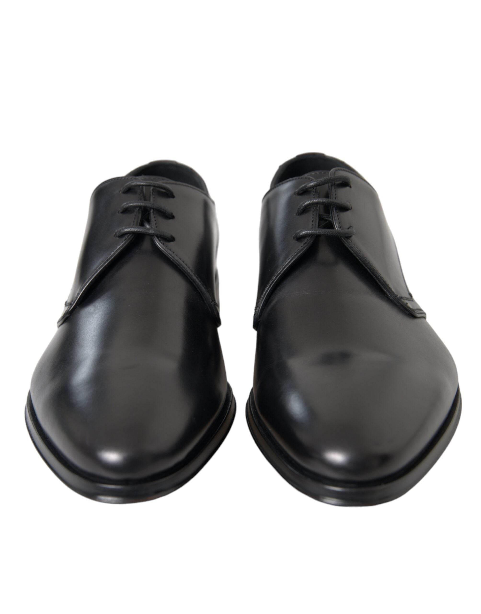 Dolce & Gabbana Black Leather Derby Formal Dress Men Shoes - Hilstor