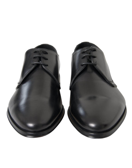 Dolce & Gabbana Black Leather Derby Formal Dress Men Shoes - Hilstor