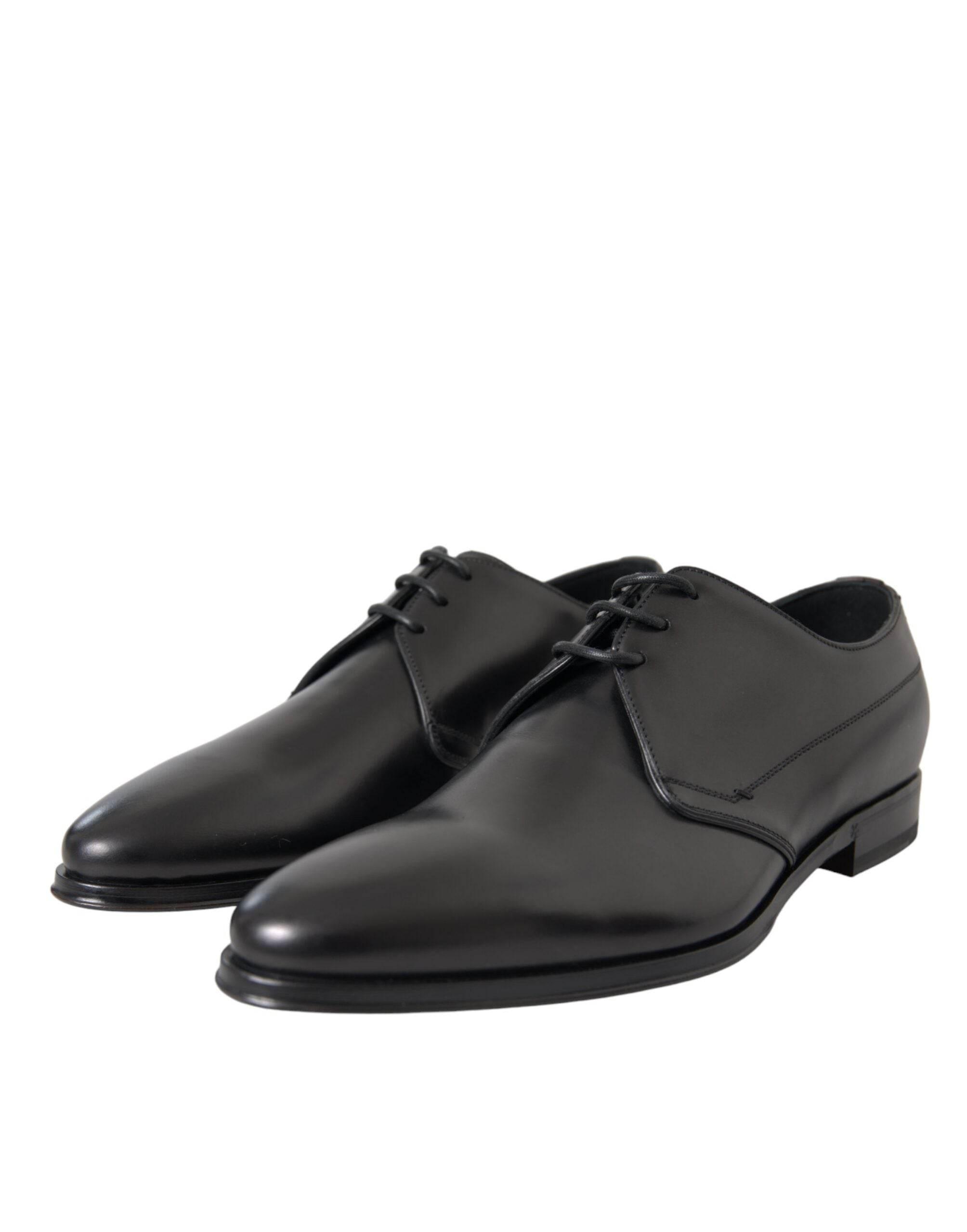 Dolce & Gabbana Black Leather Derby Formal Dress Men Shoes - Hilstor
