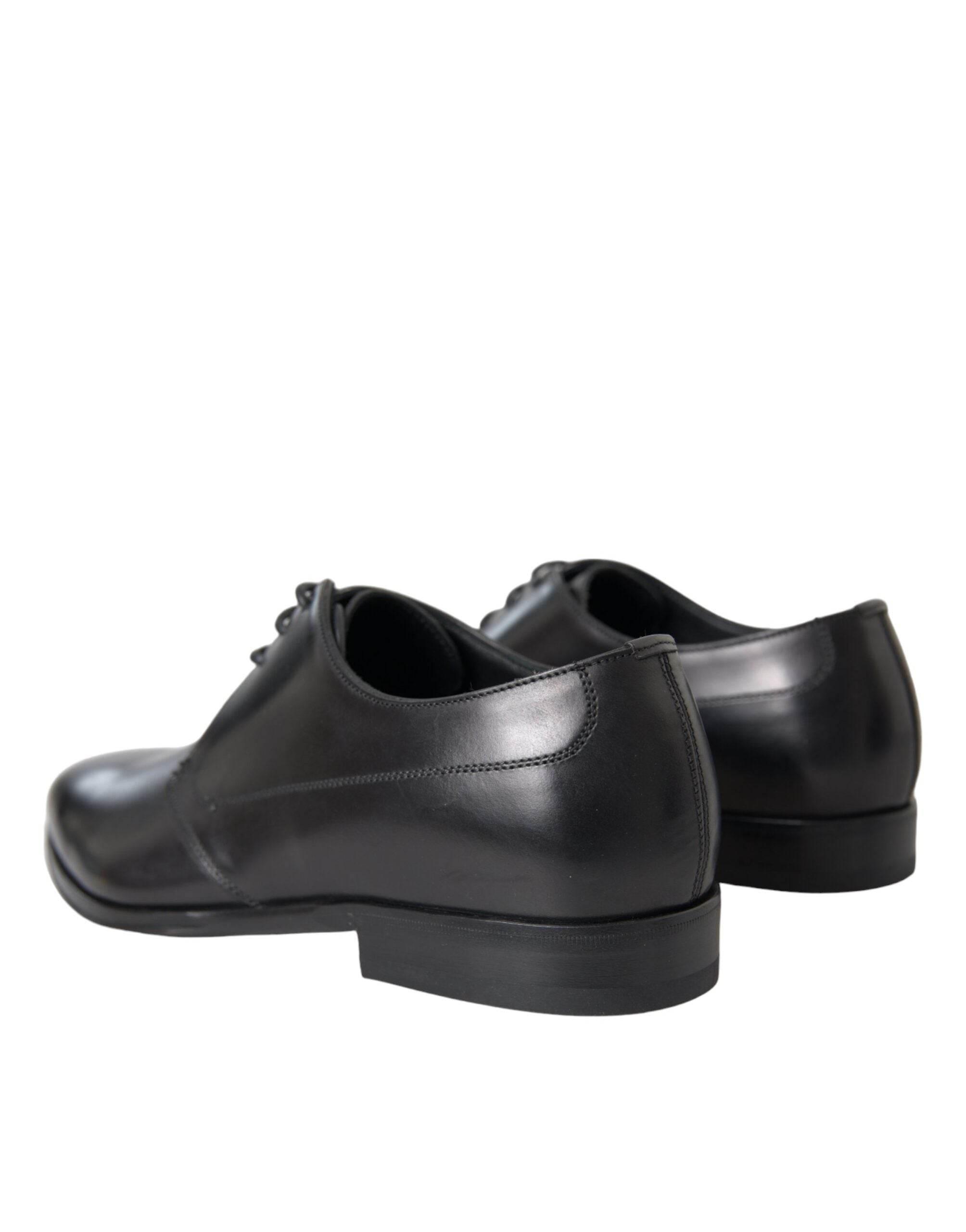 Dolce & Gabbana Black Leather Derby Formal Dress Men Shoes - Hilstor