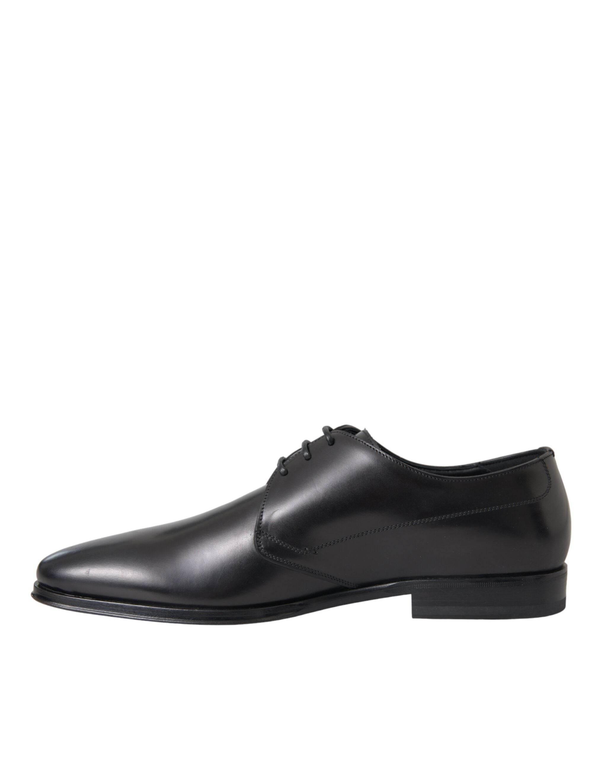 Dolce & Gabbana Black Leather Derby Formal Dress Men Shoes - Hilstor