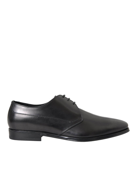 Dolce & Gabbana Black Leather Derby Formal Dress Men Shoes - Hilstor