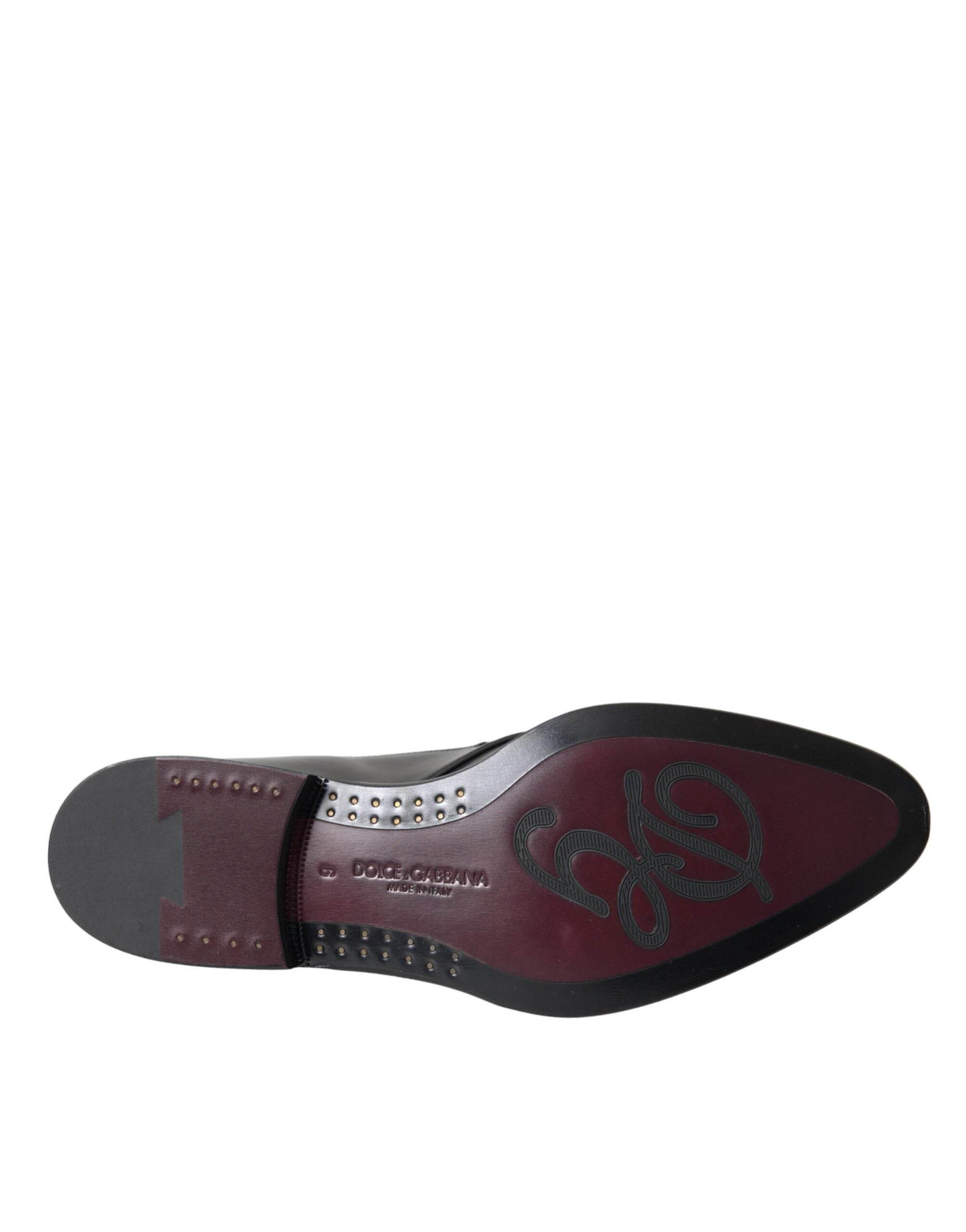 Dolce & Gabbana Black Leather Derby Formal Dress Men Shoes - Hilstor