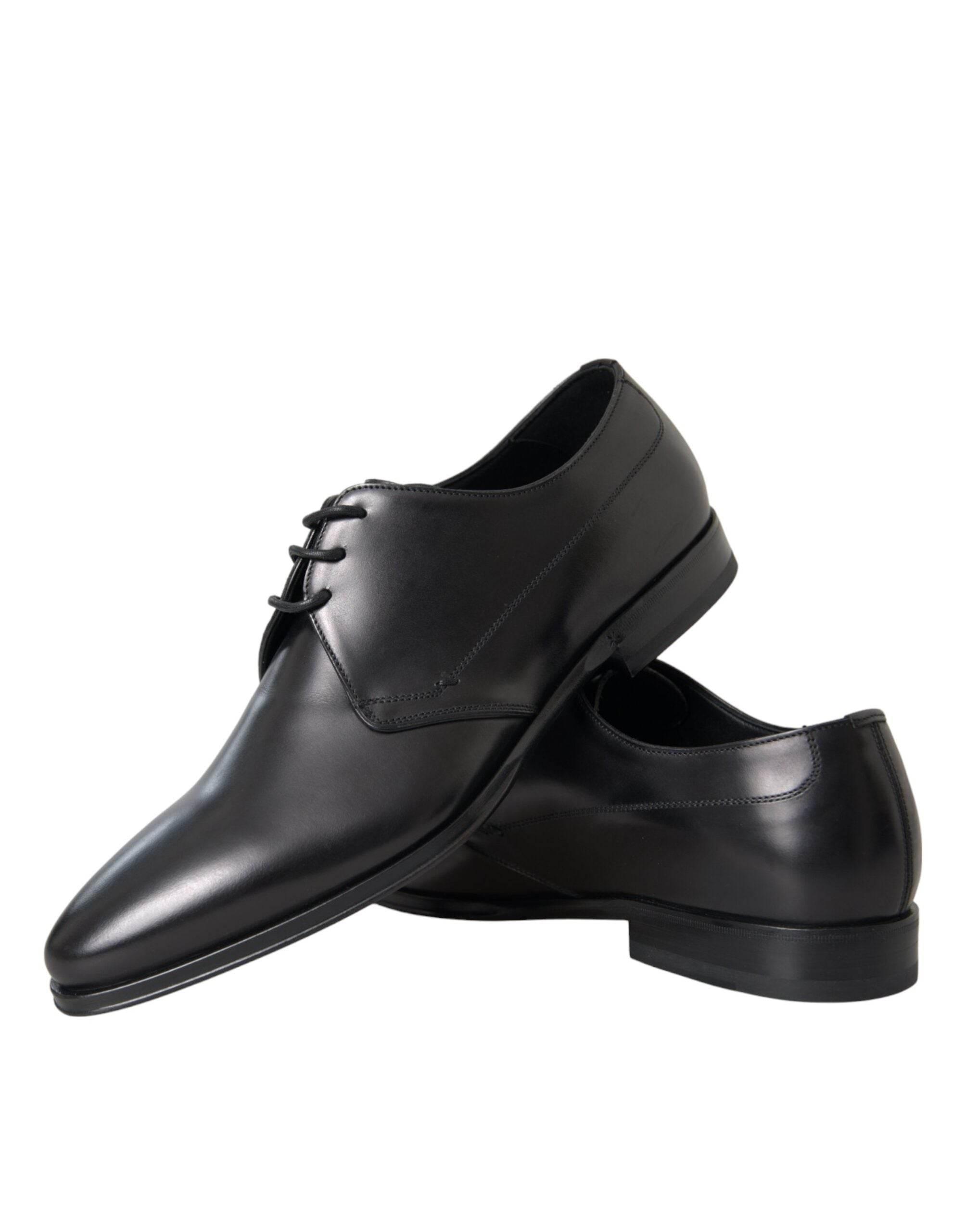 Dolce & Gabbana Black Leather Derby Formal Dress Men Shoes - Hilstor