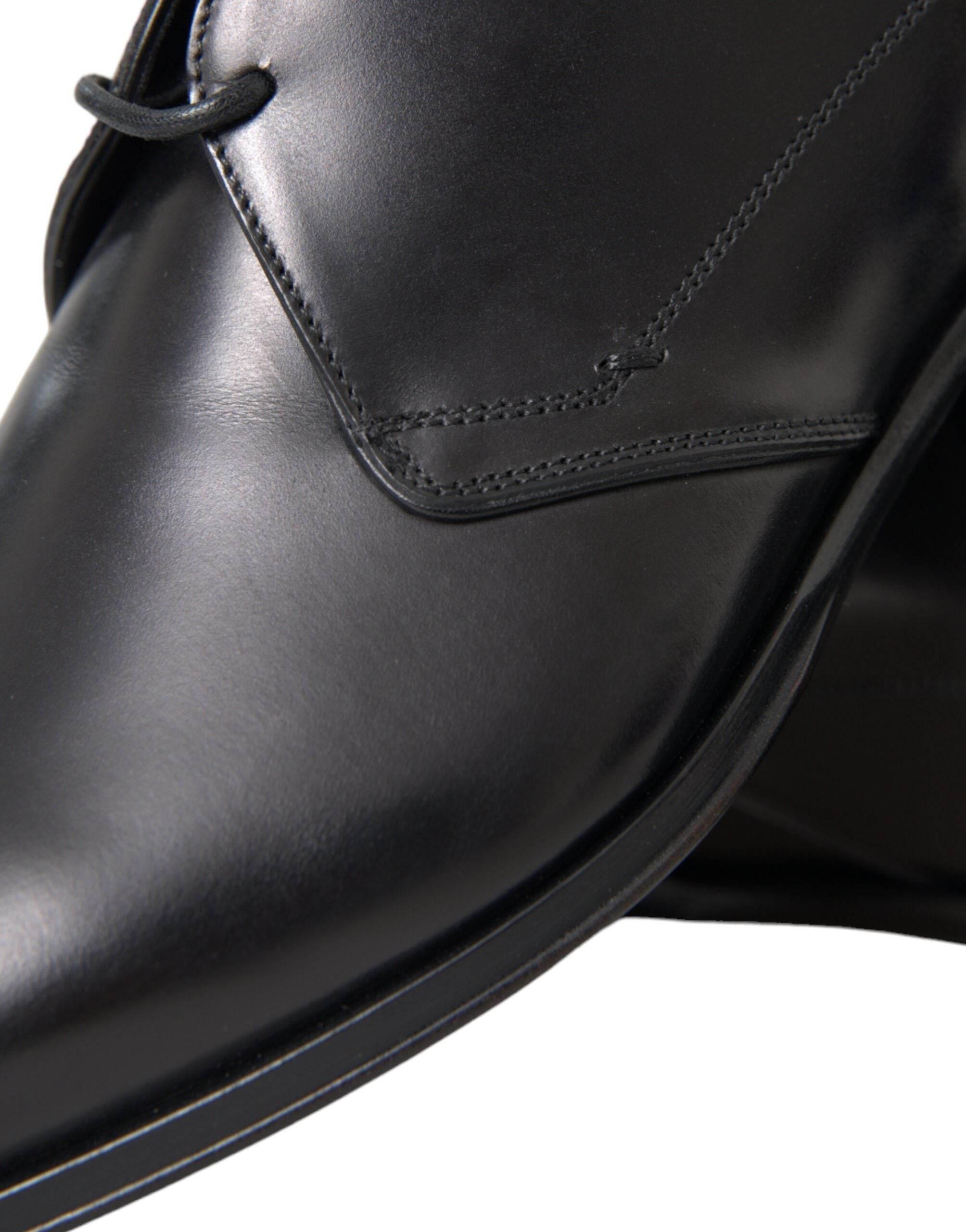 Dolce & Gabbana Black Leather Derby Formal Dress Men Shoes - Hilstor