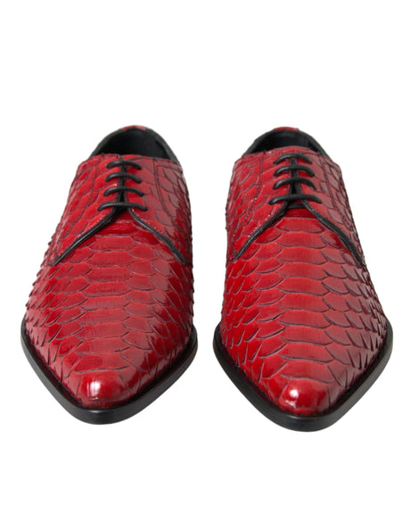 Dolce & Gabbana Red Textured Varnished Derby Men Formal Shoes - Hilstor