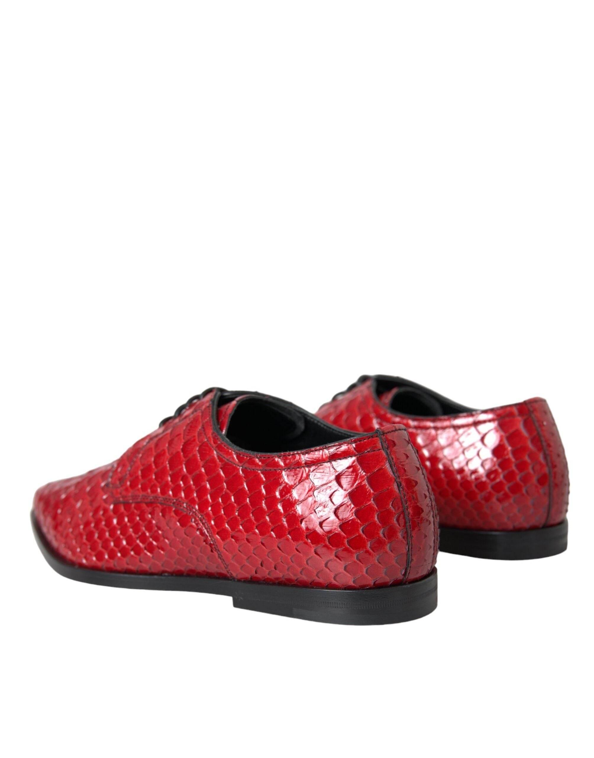 Dolce & Gabbana Red Textured Varnished Derby Men Formal Shoes - Hilstor